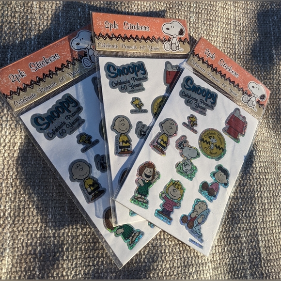 2010 Snoopy 3 Packs Of Stickers To Celebrate PEANUTS 60 YEARS 2 Sheets Each - Picture 4 of 11